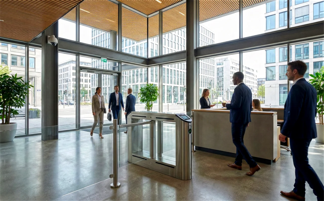 Sicherheitslösung für Gewerbeimmobilien – Zutrittskontrolle und Überwachung