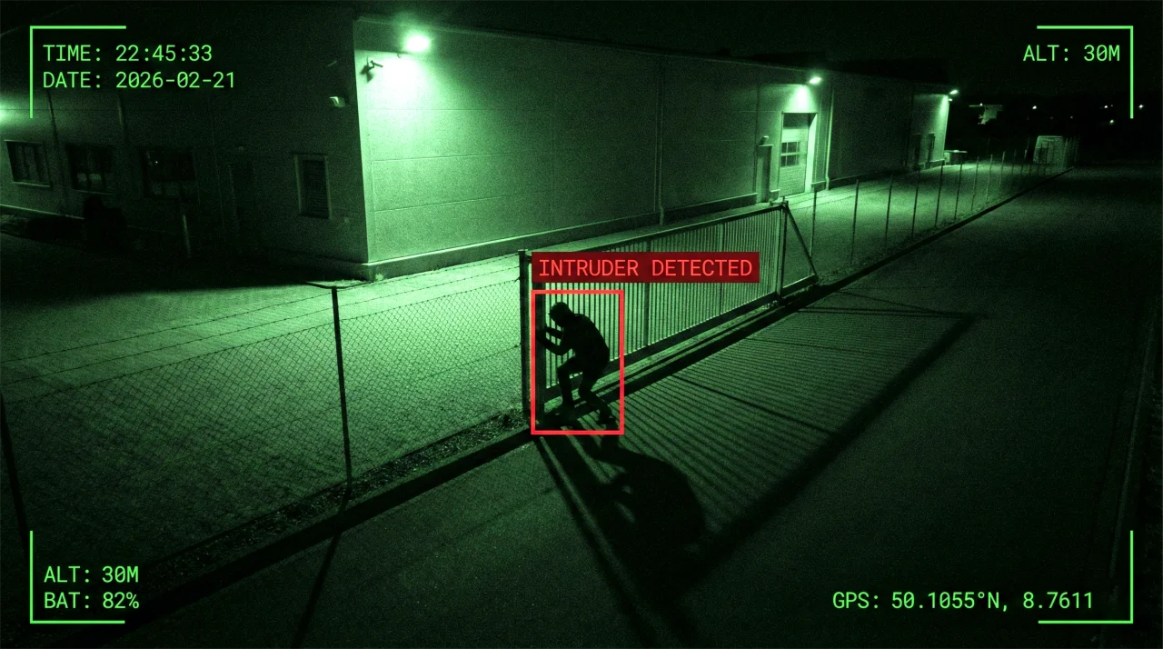 Drohne Nachtüberwachung Security